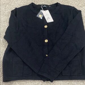 Lillusory Black Cardigan with Gold Accents